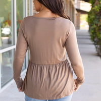 IN STOCK Long Sleeve Sarah Ruffle - Mocha | Women's Top