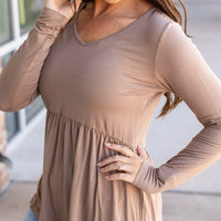 IN STOCK Long Sleeve Sarah Ruffle - Mocha | Women's Top