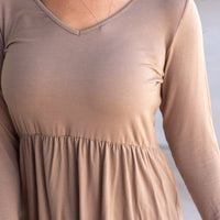 IN STOCK Long Sleeve Sarah Ruffle - Mocha | Women's Top