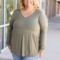 Long Sleeve Sarah Ruffle - Olive | Women's Top