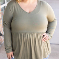 IN STOCK Long Sleeve Sarah Ruffle - Olive | Women's Top