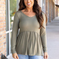 IN STOCK Long Sleeve Sarah Ruffle - Olive | Women's Top