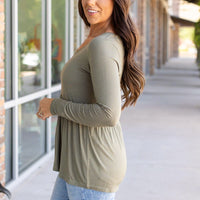 IN STOCK Long Sleeve Sarah Ruffle - Olive | Women's Top