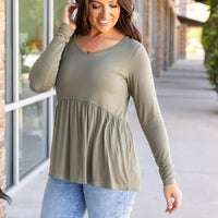 IN STOCK Long Sleeve Sarah Ruffle - Olive | Women's Top