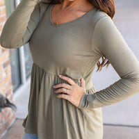 IN STOCK Long Sleeve Sarah Ruffle - Olive | Women's Top