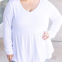 IN STOCK Long Sleeve Sarah Ruffle - White | Women's Top