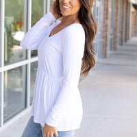 IN STOCK Long Sleeve Sarah Ruffle - White | Women's Top