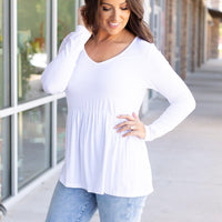 IN STOCK Long Sleeve Sarah Ruffle - White | Women's Top