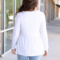 IN STOCK Long Sleeve Sarah Ruffle - White | Women's Top