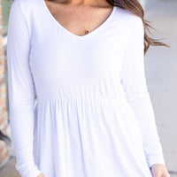 Long Sleeve Sarah Ruffle - White | Women's Top 