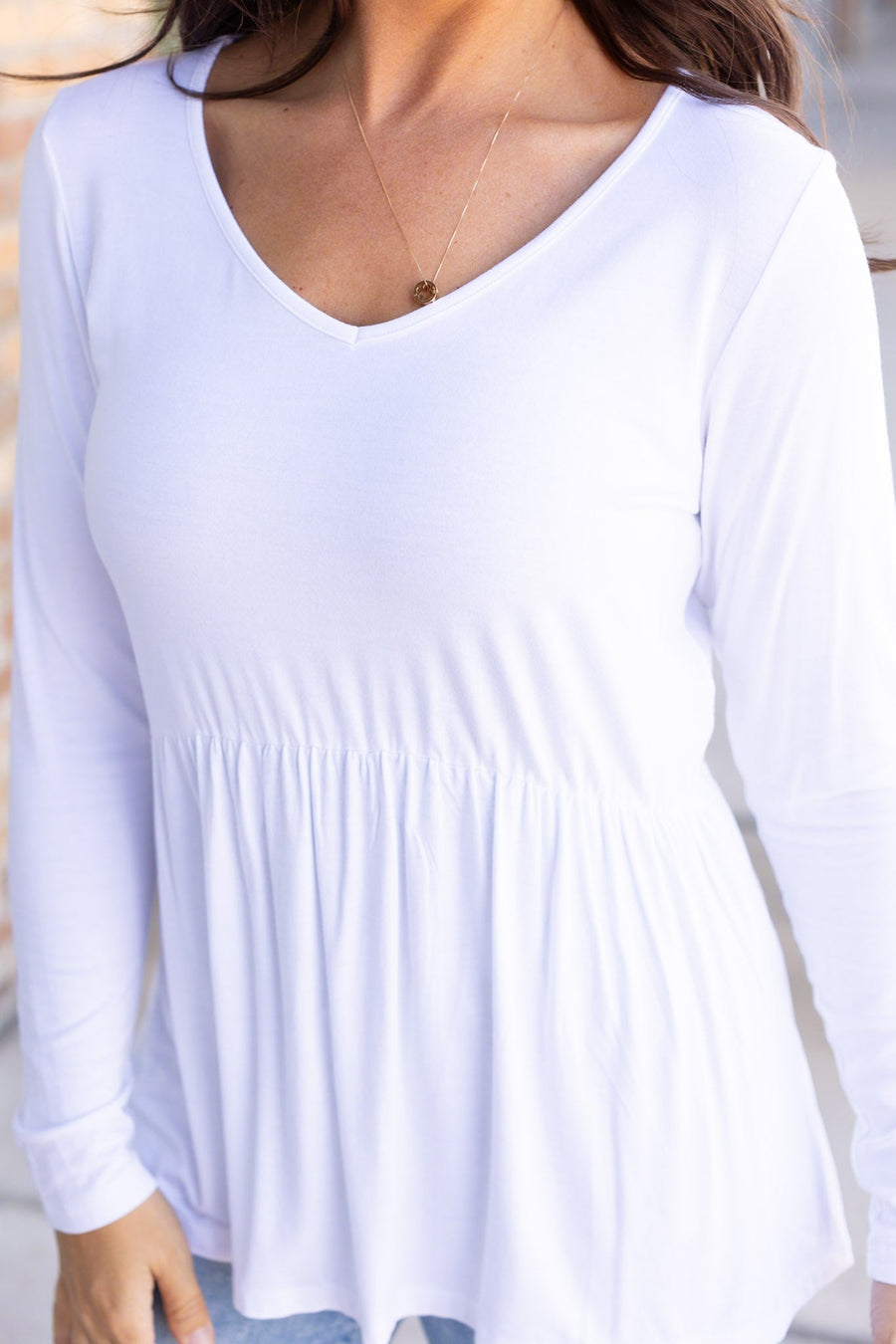 IN STOCK Long Sleeve Sarah Ruffle - White | Women's Top