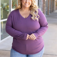 IN STOCK Larissa Long Sleeve - Purple | Women's V-Neck Top