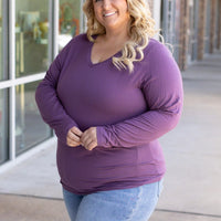 IN STOCK Larissa Long Sleeve - Purple | Women's V-Neck Top