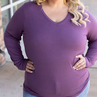 IN STOCK Larissa Long Sleeve - Purple | Women's V-Neck Top