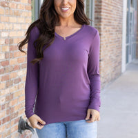 IN STOCK Larissa Long Sleeve - Purple | Women's V-Neck Top