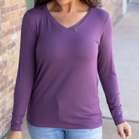 IN STOCK Larissa Long Sleeve - Purple | Women's V-Neck Top