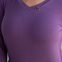 IN STOCK Larissa Long Sleeve - Purple | Women's V-Neck Top