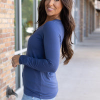 IN STOCK Larissa Long Sleeve - Blue | Women's V-Neck Top