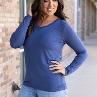 IN STOCK Larissa Long Sleeve - Blue | Women's V-Neck Top