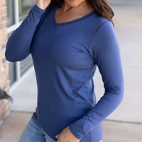 IN STOCK Larissa Long Sleeve - Blue | Women's V-Neck Top