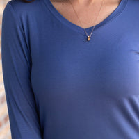 IN STOCK Larissa Long Sleeve - Blue | Women's V-Neck Top