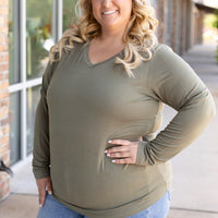 IN STOCK Larissa Long Sleeve - Olive | Women's V-Neck Top FINAL SALE