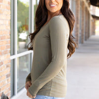 IN STOCK Larissa Long Sleeve - Olive | Women's V-Neck Top FINAL SALE