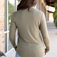 IN STOCK Larissa Long Sleeve - Olive | Women's V-Neck Top FINAL SALE