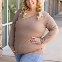 IN STOCK Larissa Long Sleeve - Mocha | Women's V-Neck Top