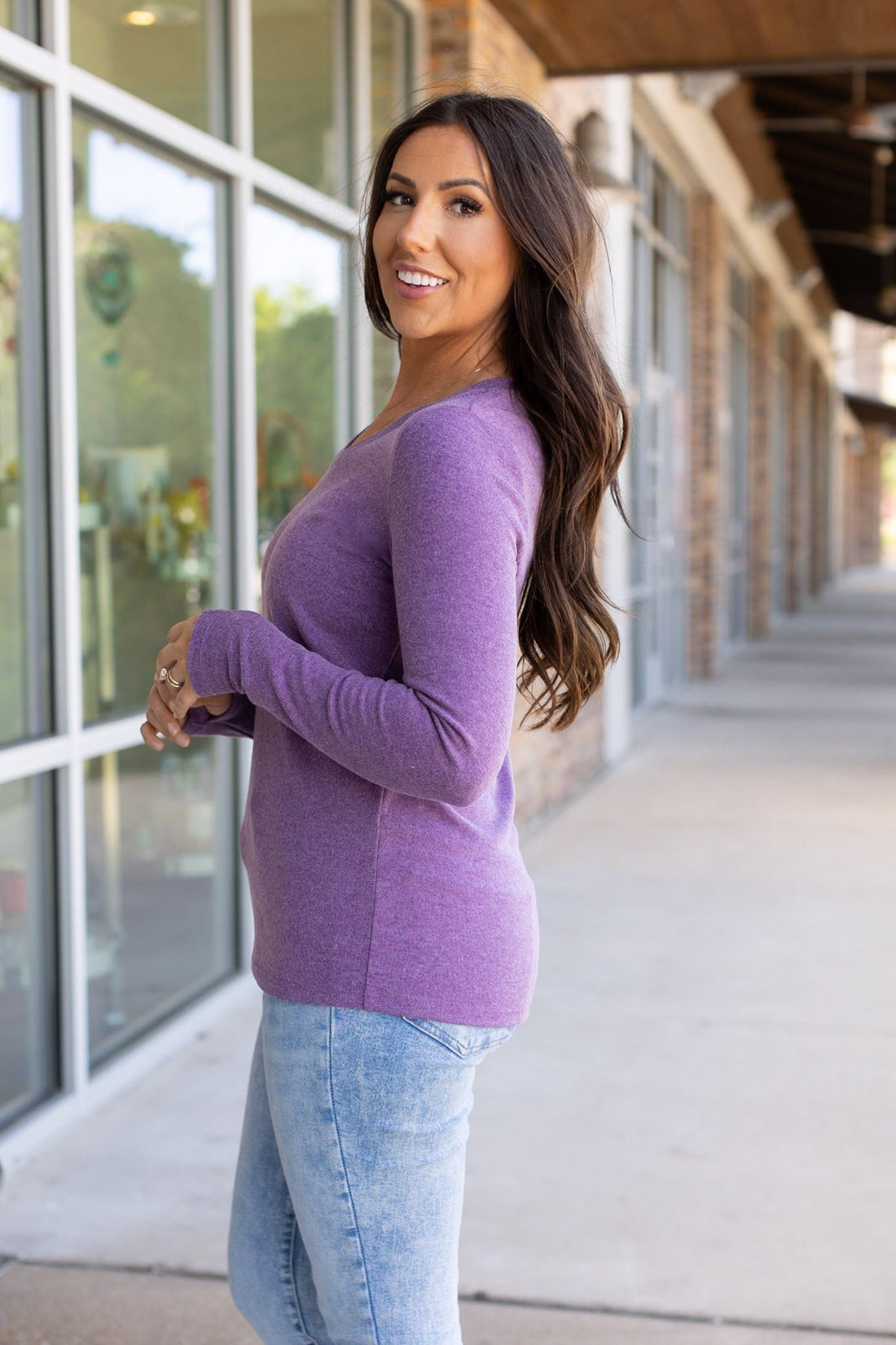 IN STOCK Leah Long Sleeve Top - Purple | Women&