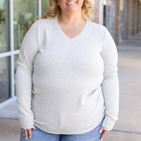 IN STOCK Leah Long Sleeve Top - Light Grey | Women's Casual Top