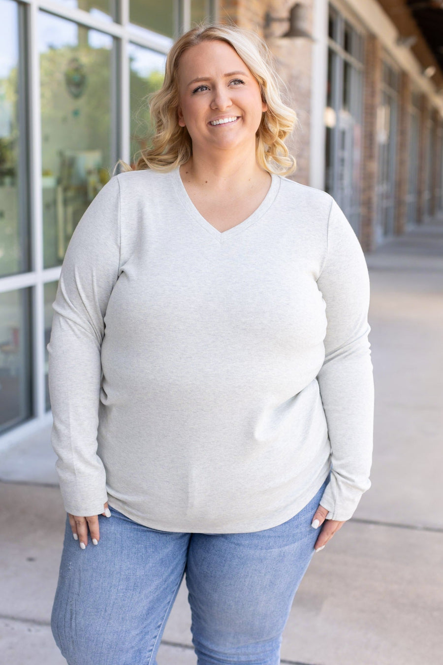 IN STOCK Leah Long Sleeve Top - Light Grey | Women's Casual Top