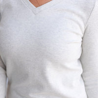 IN STOCK Leah Long Sleeve Top - Light Grey | Women's Casual Top