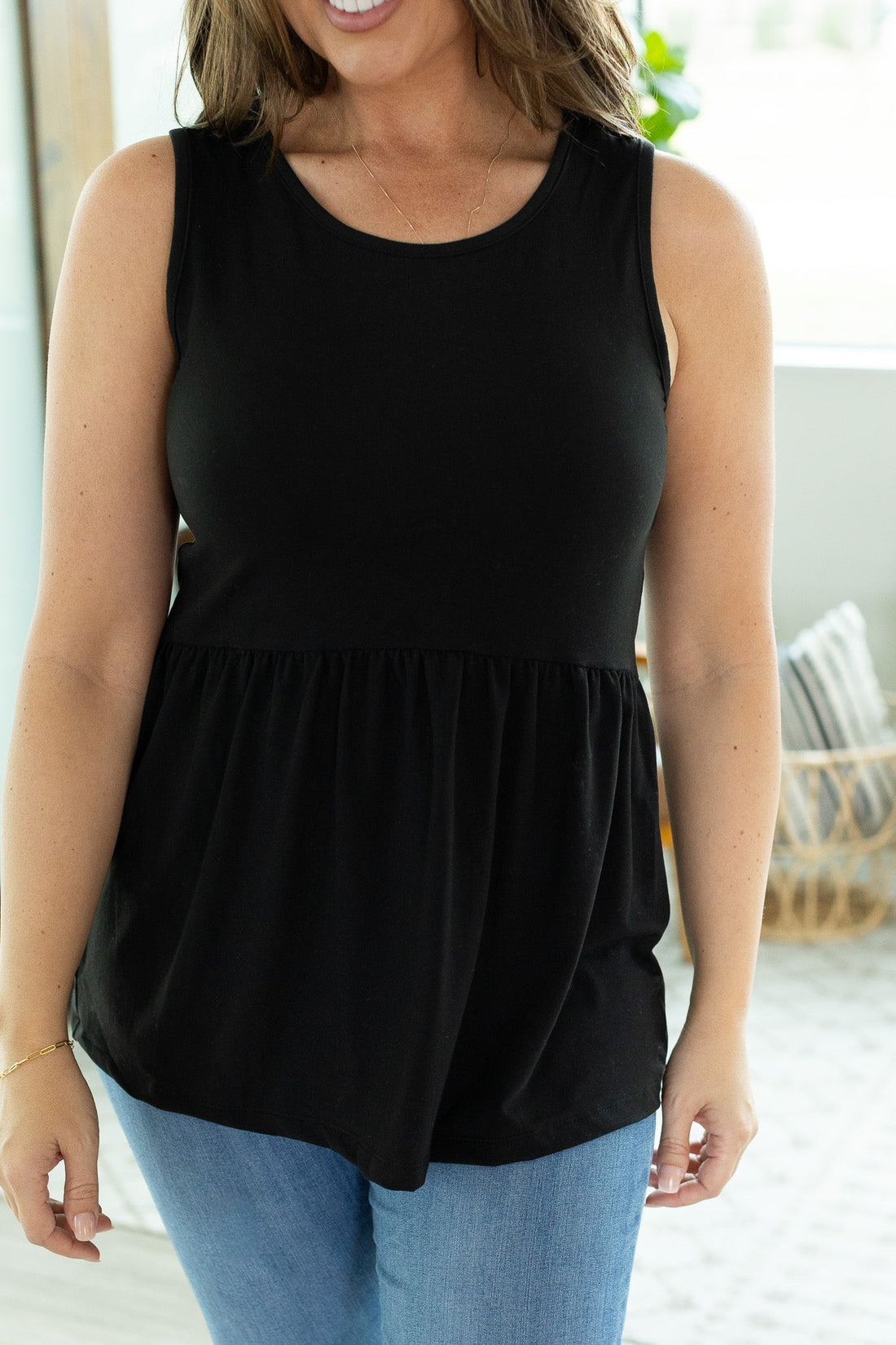 IN STOCK Renee Ruffle Tank - Black | Women&