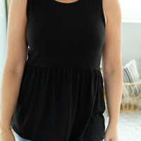 IN STOCK Renee Ruffle Tank - Black | Women's Sleeveless Top