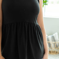 IN STOCK Renee Ruffle Tank - Black | Women's Sleeveless Top