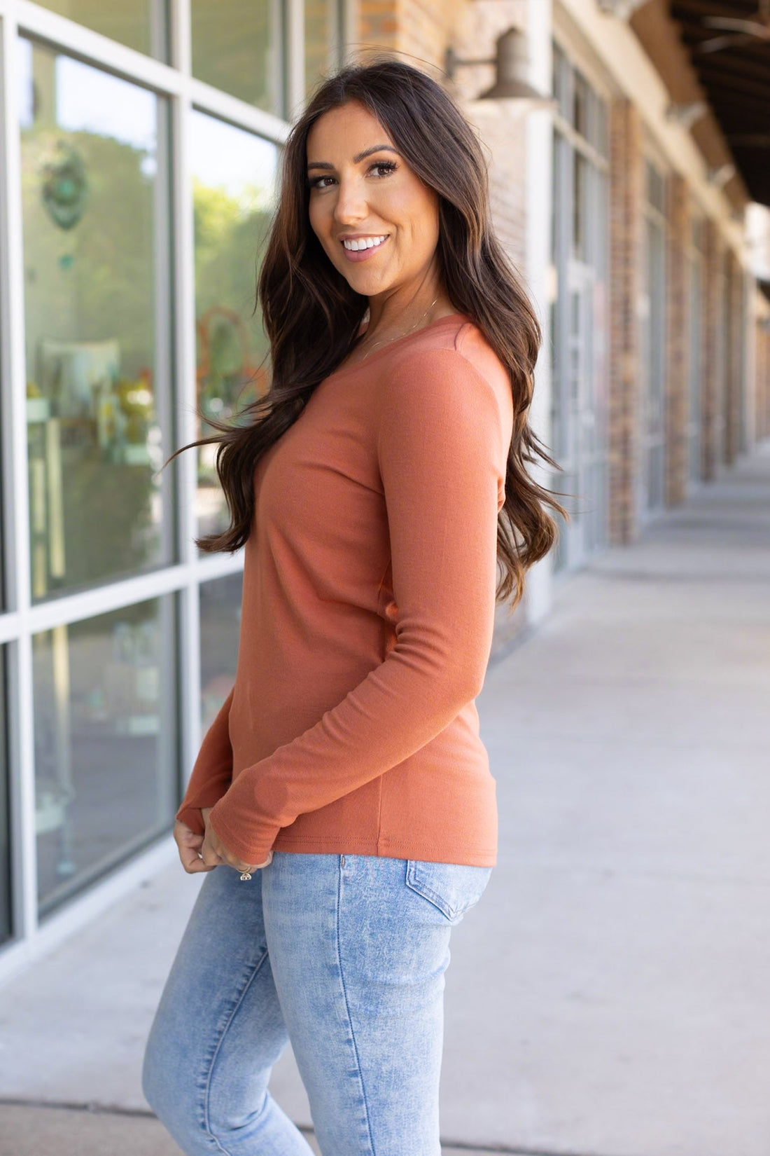 IN STOCK Leah Long Sleeve Top - Pumpkin | Women&