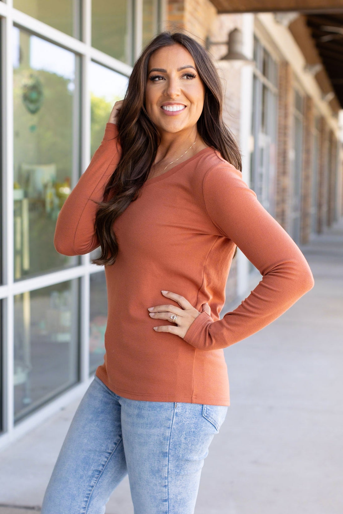 IN STOCK Leah Long Sleeve Top - Pumpkin | Women&