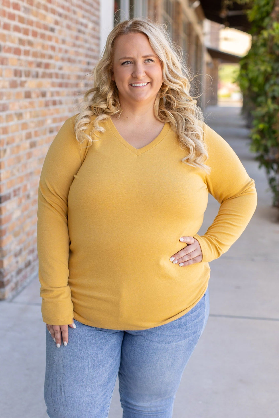 Leah Long Sleeve Top - Mustard | Women&