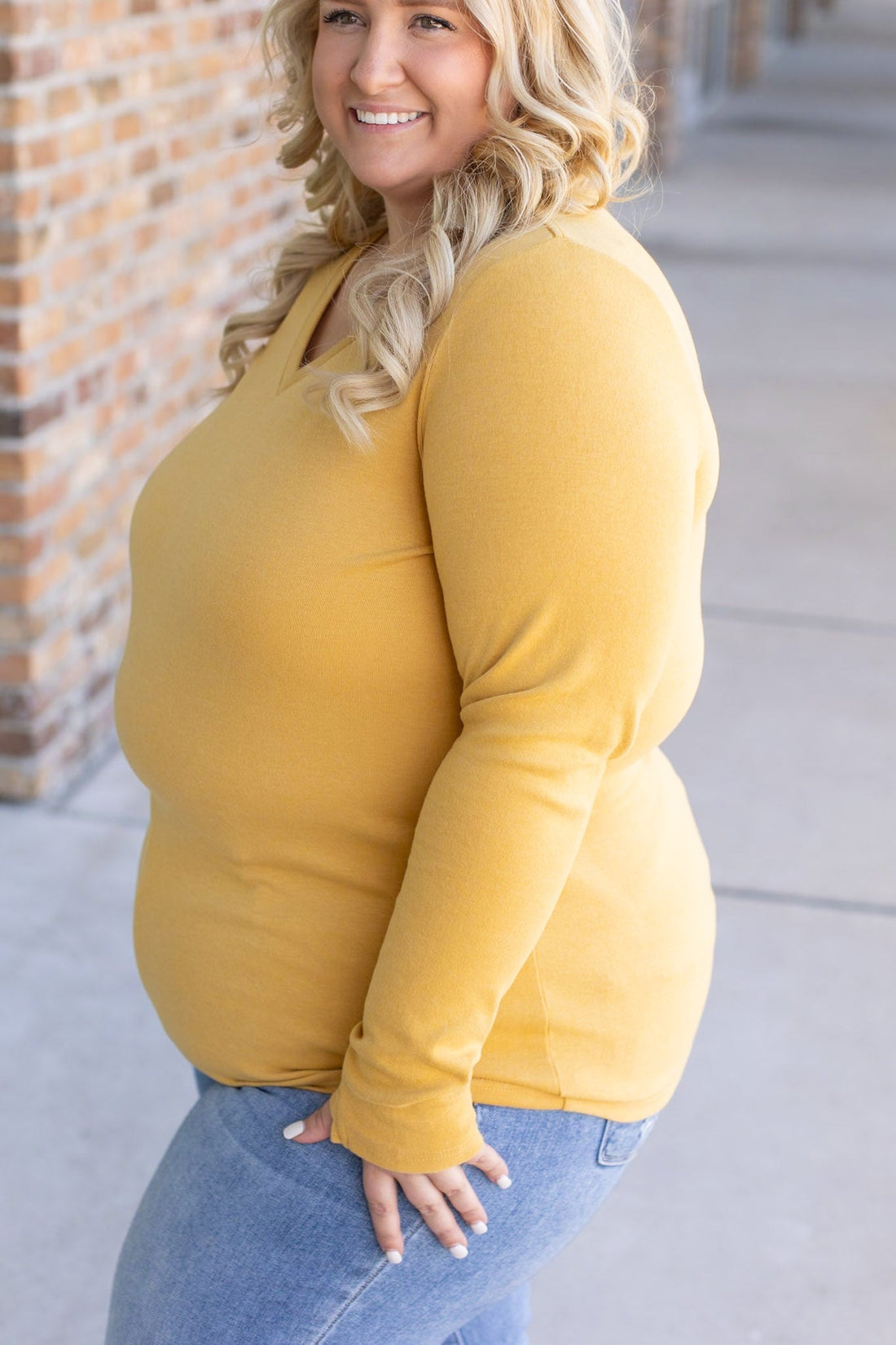 IN STOCK Leah Long Sleeve Top - Mustard | Women&