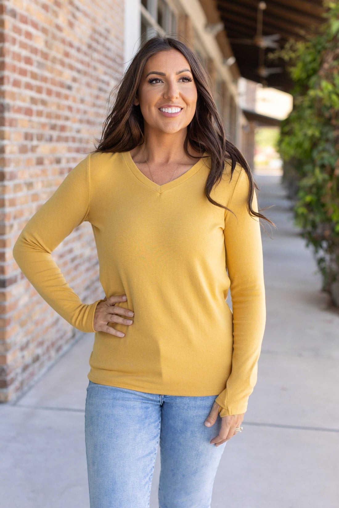 IN STOCK Leah Long Sleeve Top - Mustard | Women&