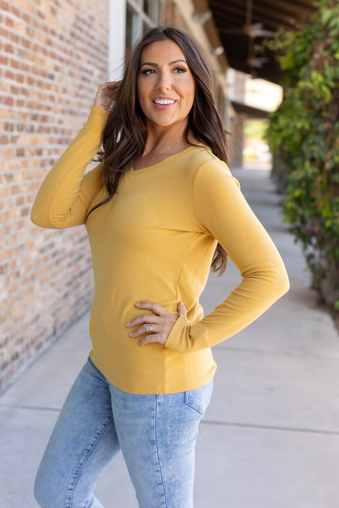 IN STOCK Leah Long Sleeve Top - Mustard | Women&