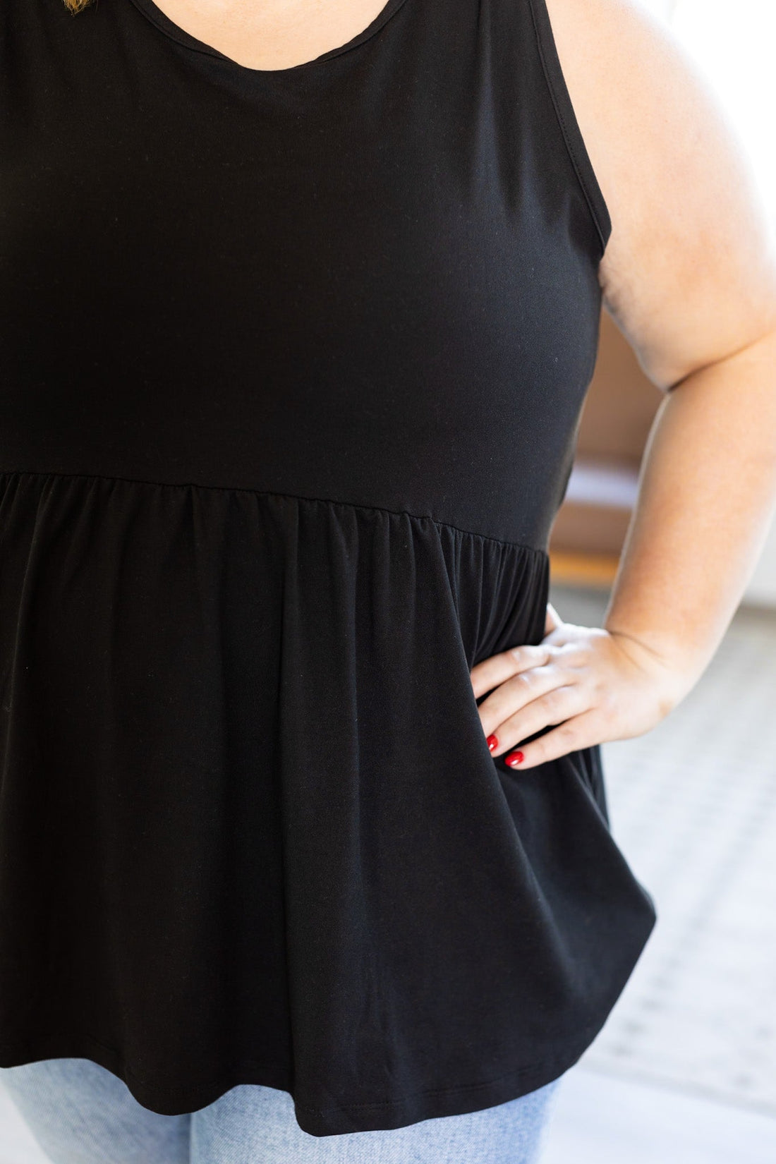 IN STOCK Renee Ruffle Tank - Black | Women&