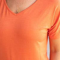 IN STOCK Chloe Cozy Tee - Pumpkin | Women's V-Neck Top