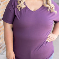 IN STOCK Chloe Cozy Tee - Purple | Women's V-Neck Top