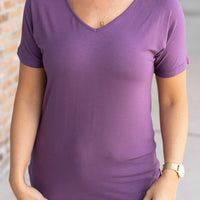 IN STOCK Chloe Cozy Tee - Purple | Women's V-Neck Top