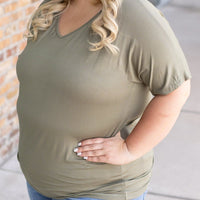 IN STOCK Chloe Cozy Tee - Olive | Women's V-Neck Top