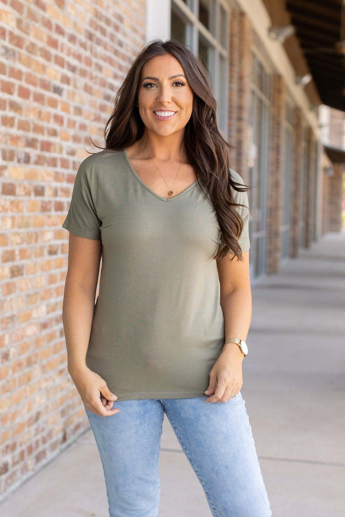 Chloe Cozy Tee - Olive | Women&