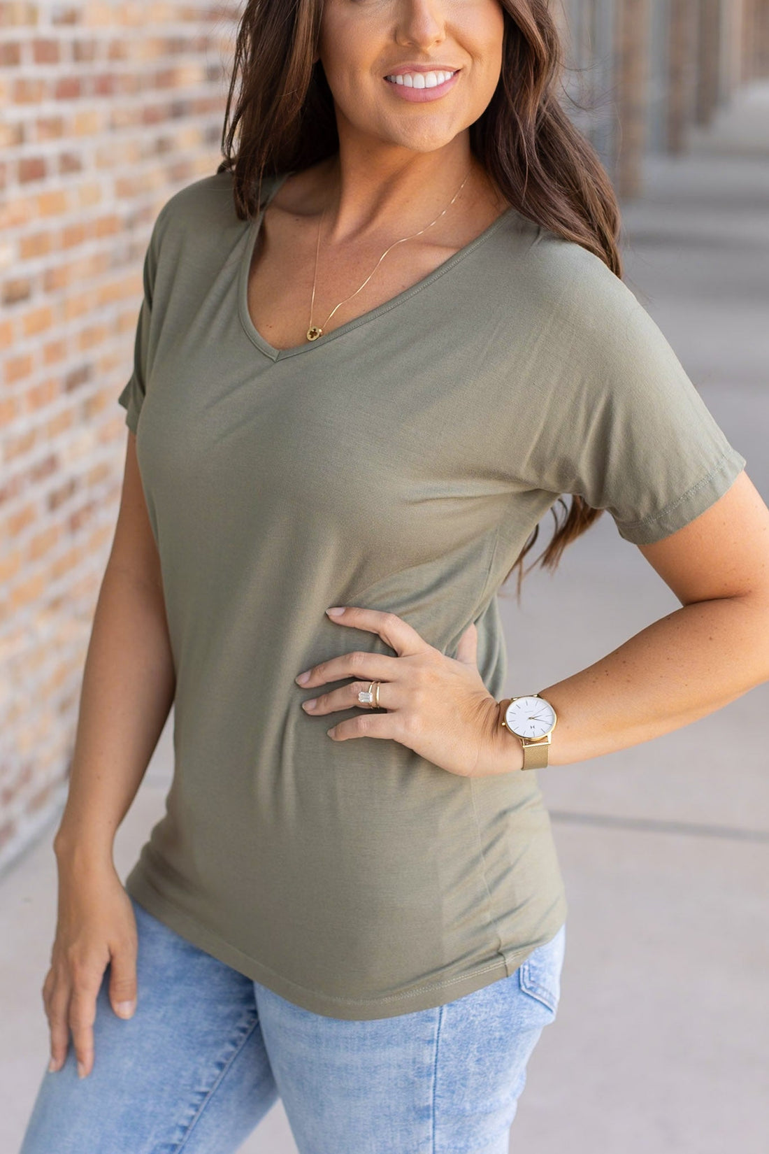 IN STOCK Chloe Cozy Tee - Olive | Women&