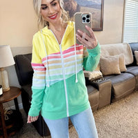 IN STOCK Colorblock Fullzip - Yellow, Rainbow Stripes, and Lime